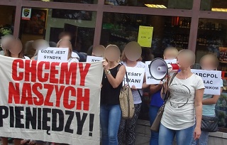 ZSP-Kundgebung vor Supermarkt MarcoPol in Warschau