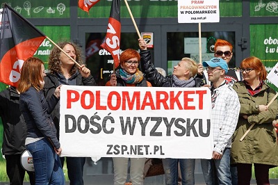 Polen: Protest beim PoloMarket (ZSP-IAA)