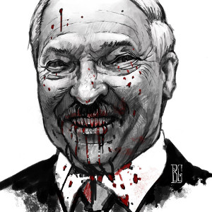 Blutiges Portrait des Diktators Lokaschenko